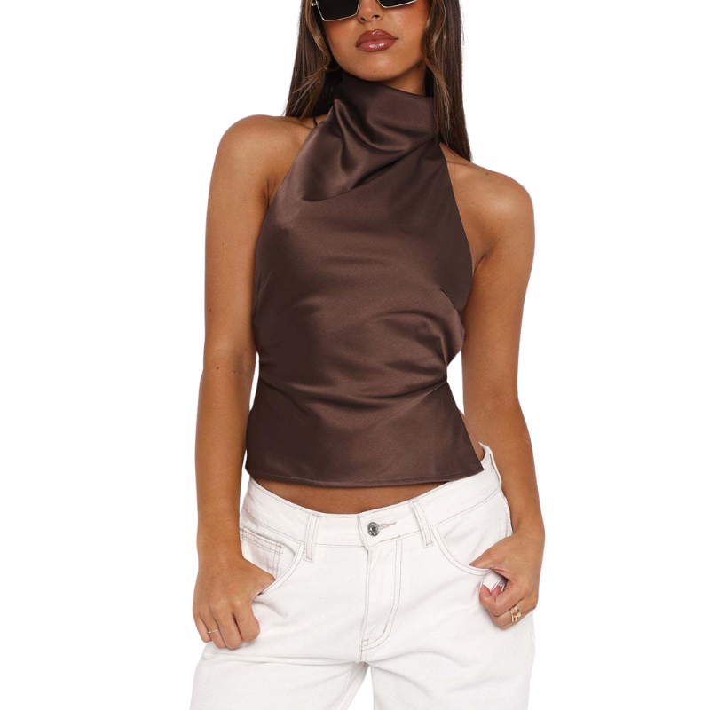 CHINIE™ – Snygg ärmlös blus med halterneck