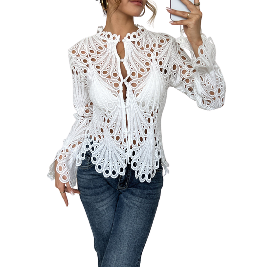 SARAH™ – Modern blus med ihåliga detaljer