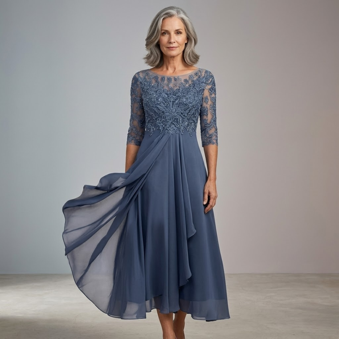 Maria - Elegant Midiklänning i Spets