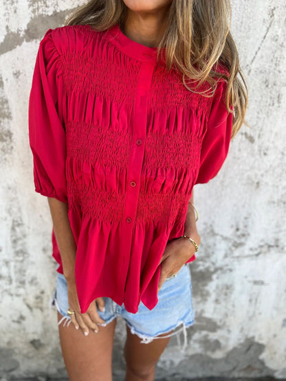 ELIZA™ - Plisserad blus med knappar