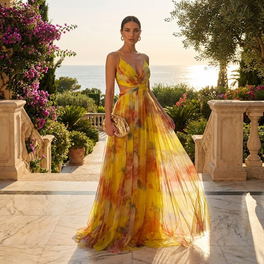 Millie - Elegant Blommig Maxiklänning