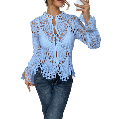 SARAH™ – Modern blus med ihåliga detaljer