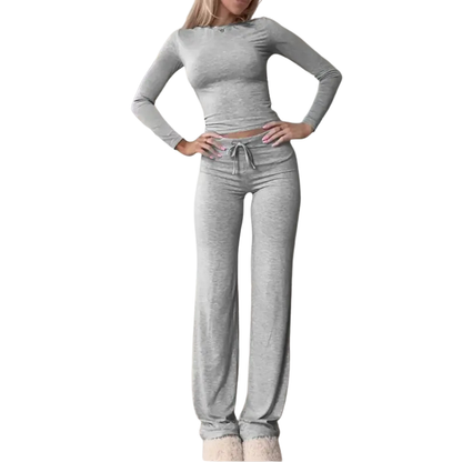 CECILY™ – Matchande set med långärmad t-shirt och byxor, smal passform