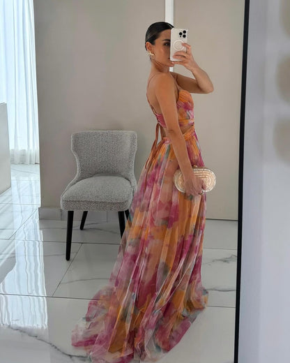 Millie - Elegant Blommig Maxiklänning