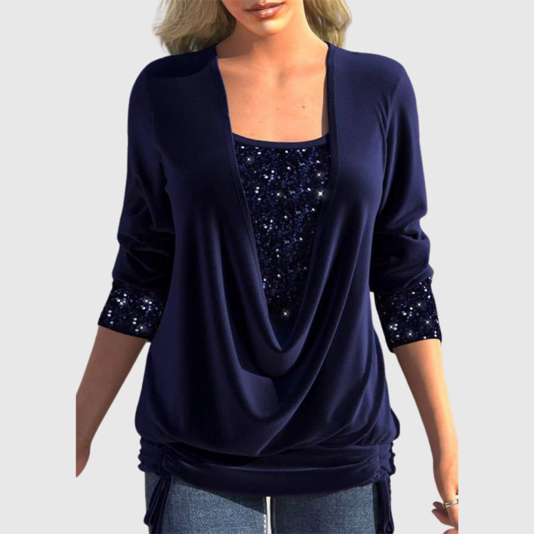 Odeline | Modern paljettblus med lager