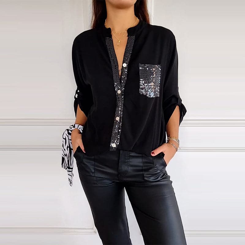DANICA™ - Blus med paljettdetaljer