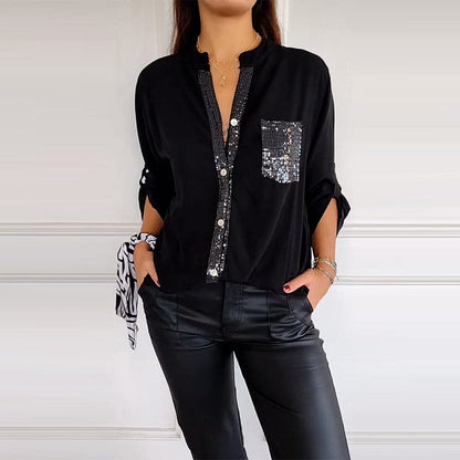DANICA™ - Blus med paljettdetaljer