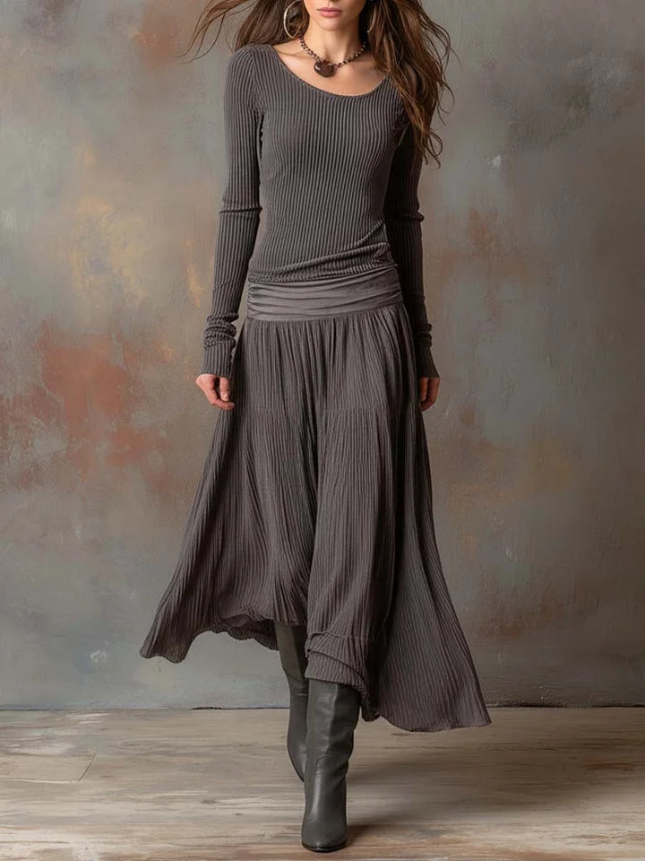Adelaide Retro Grått Ribbat Stretchigt Slim-Fit Set