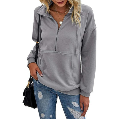 ANNIE™ - Tröja med slag och dragkedja för kvinnor, casual pullover