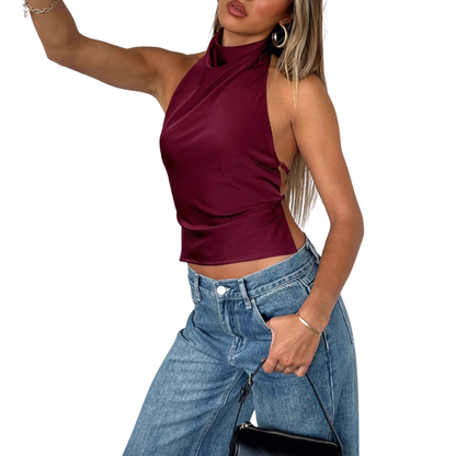 CHINIE™ – Snygg ärmlös blus med halterneck