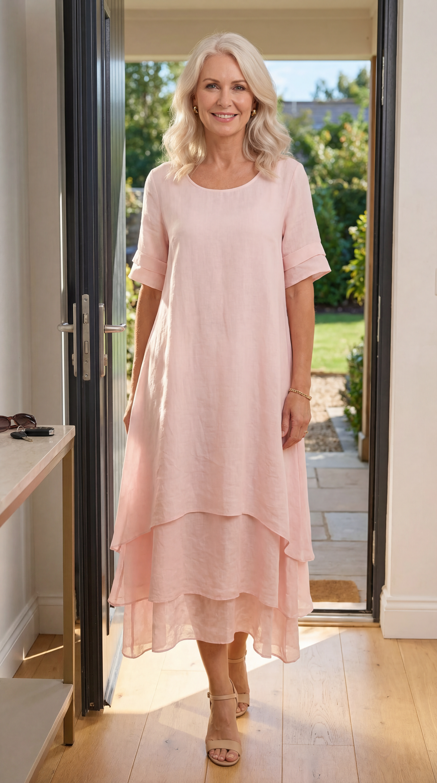 Rose - Böljande Layered Maxiklänning