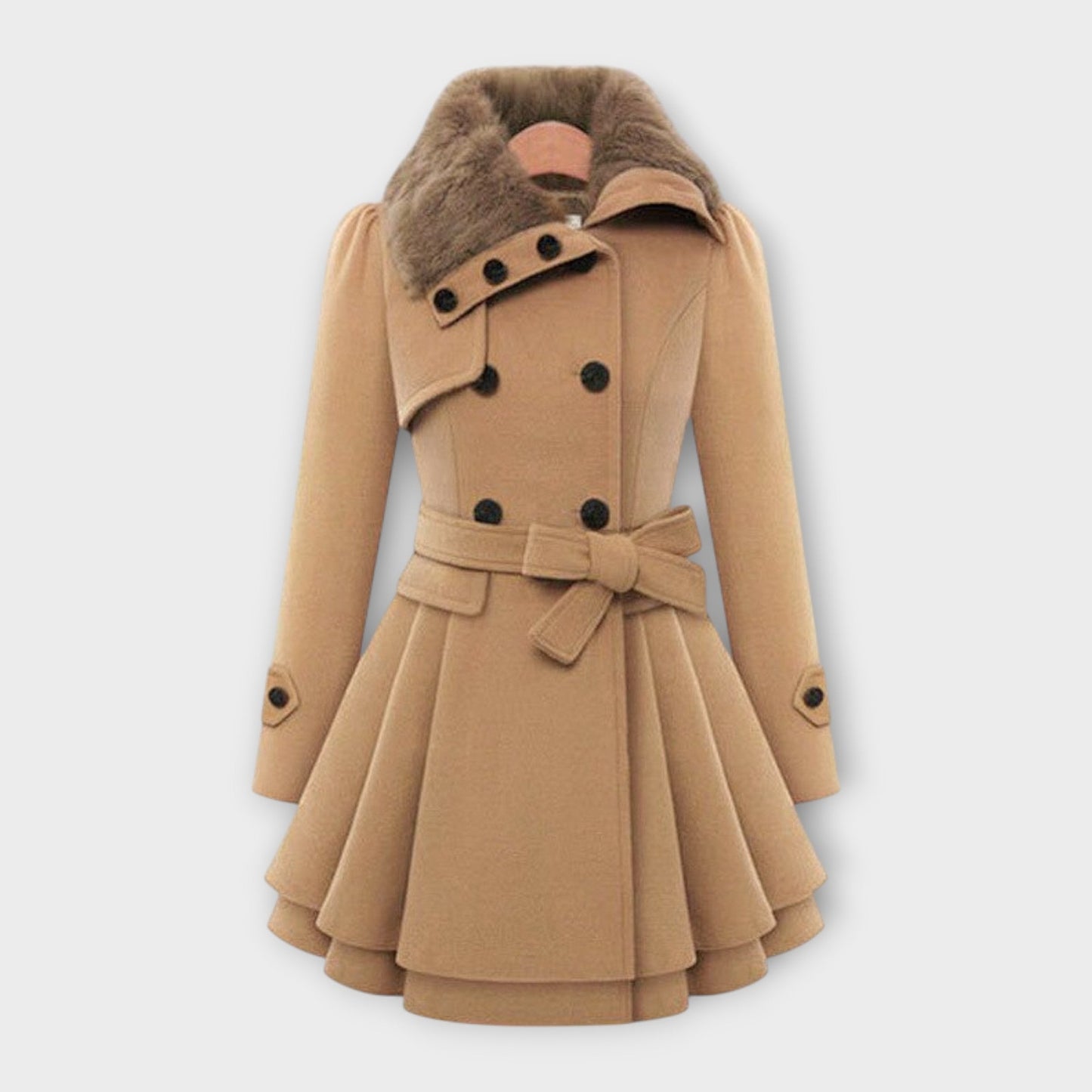 Emma – Elegant kappa med fuskpälskrage