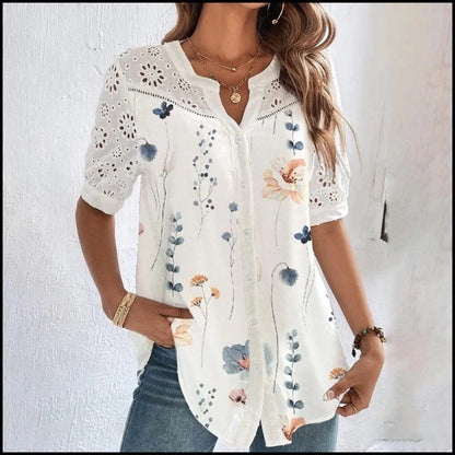 ANNELISE™ – Casual Lace Printed BlouseANNELISE™ – Avslappnad spetsblus med tryck