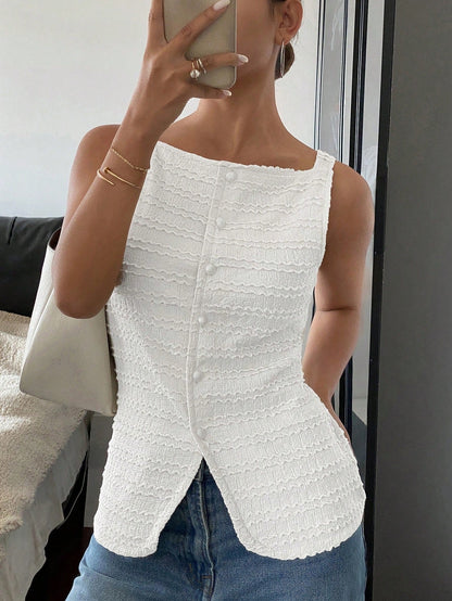 QUEENIE™ - Elegant ärmlös ytterväst med knappar framtill