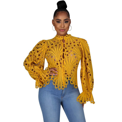 ISALI™ - Chic asymmetrisk blus med volangärm