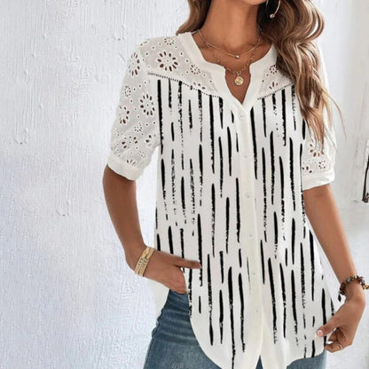 ANNELISE™ – Casual Lace Printed BlouseANNELISE™ – Avslappnad spetsblus med tryck