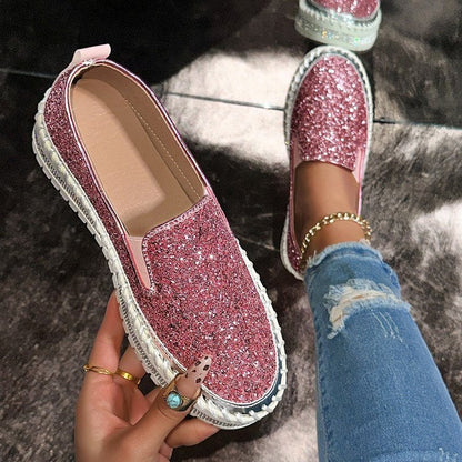 RUBEA™ - Moderna slip-on glitterloafers för vardagsbrukc