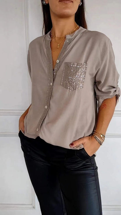 DANICA™ - Blus med paljettdetaljer