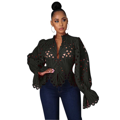 ISALI™ - Chic asymmetrisk blus med volangärm