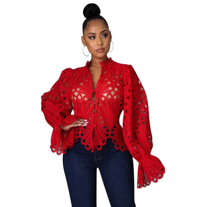 ISALI™ - Chic asymmetrisk blus med volangärm
