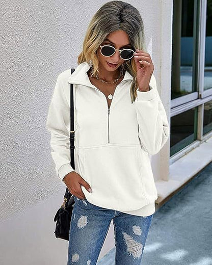 ANNIE™ - Tröja med slag och dragkedja för kvinnor, casual pullover
