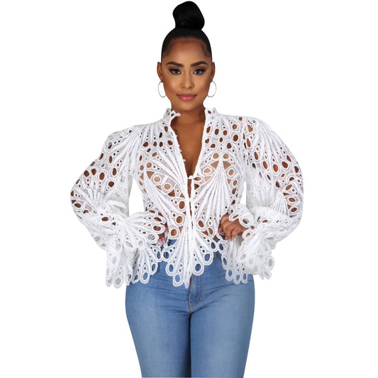 ISALI™ - Chic asymmetrisk blus med volangärm