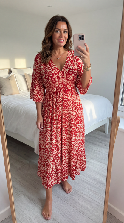 Zara - Avslappnad bohemisk midiklänning