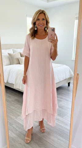 Rose - Böljande Layered Maxiklänning