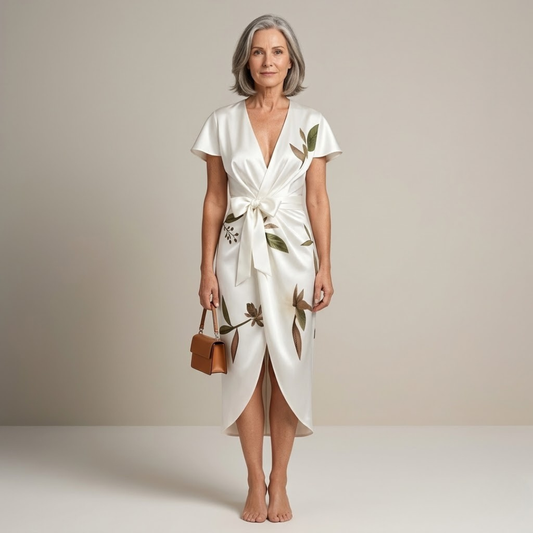 Evie - Elegant blommig omlottklänning