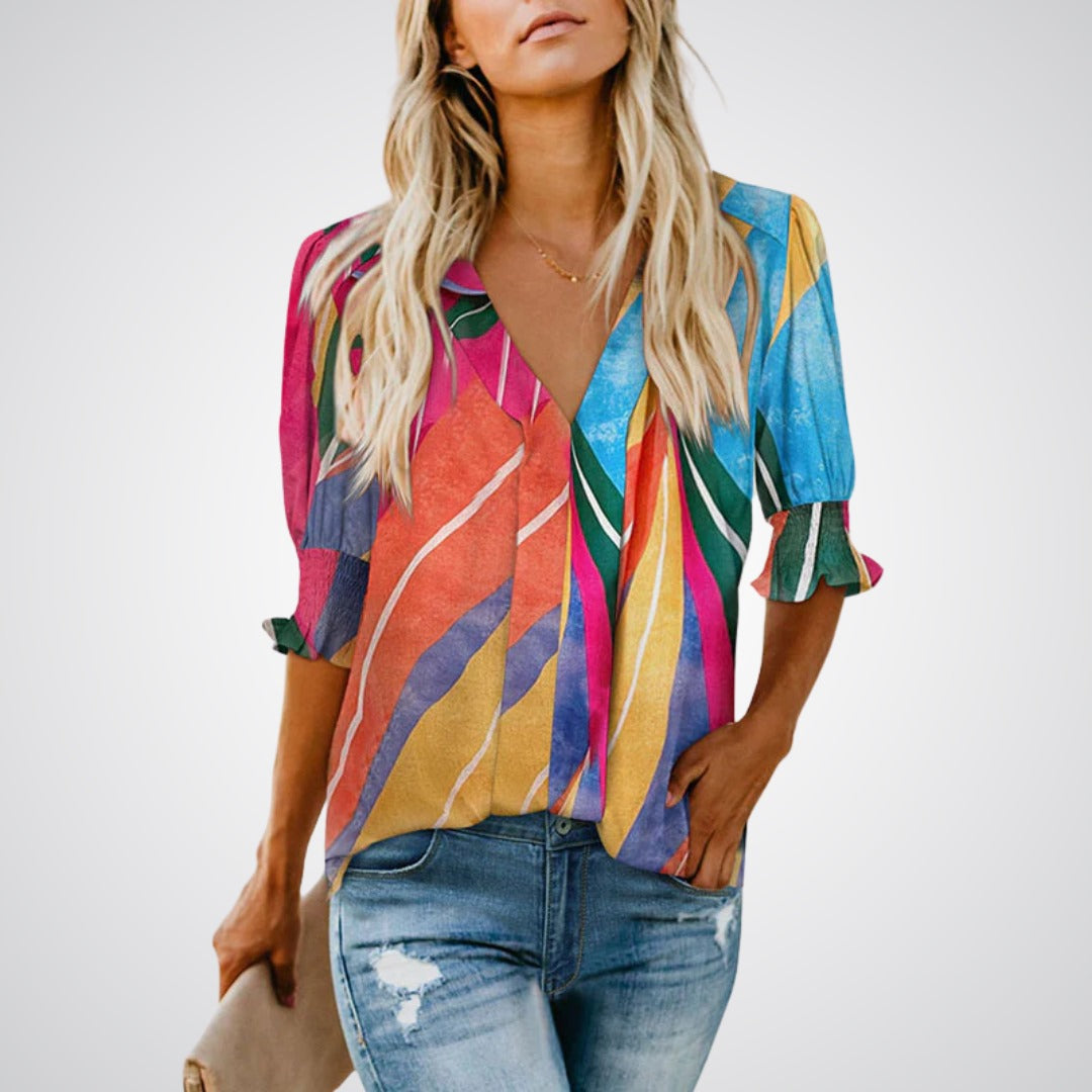 MONICA™ – Snygg blus med v-ringning