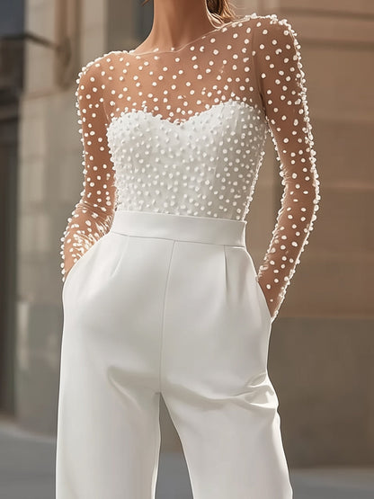 Araminta | Pärlprydnadsvit Jumpsuit