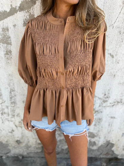 ELIZA™ - Plisserad blus med knappar