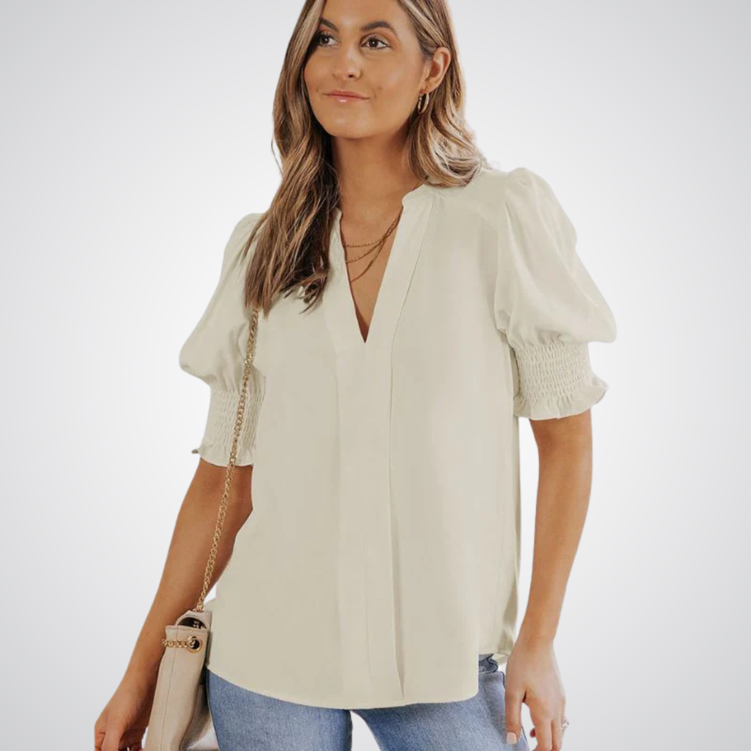 MONICA™ – Snygg blus med v-ringning