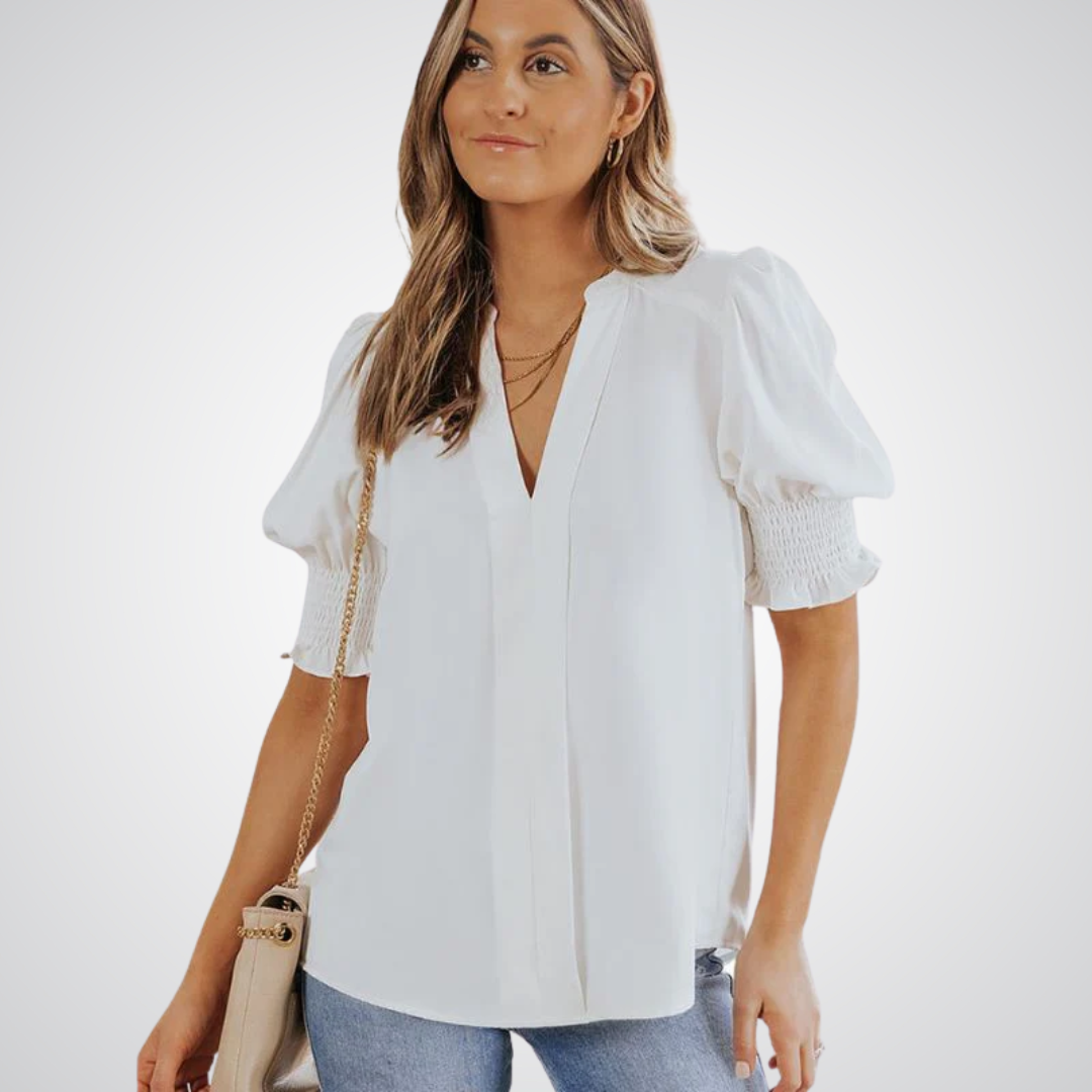 MONICA™ – Snygg blus med v-ringning