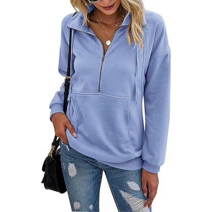 ANNIE™ - Tröja med slag och dragkedja för kvinnor, casual pullover