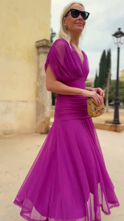 Fiona - Elegant Fuchsia Klänning