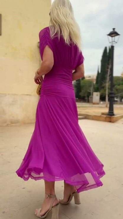 Fiona - Elegant Fuchsia Klänning