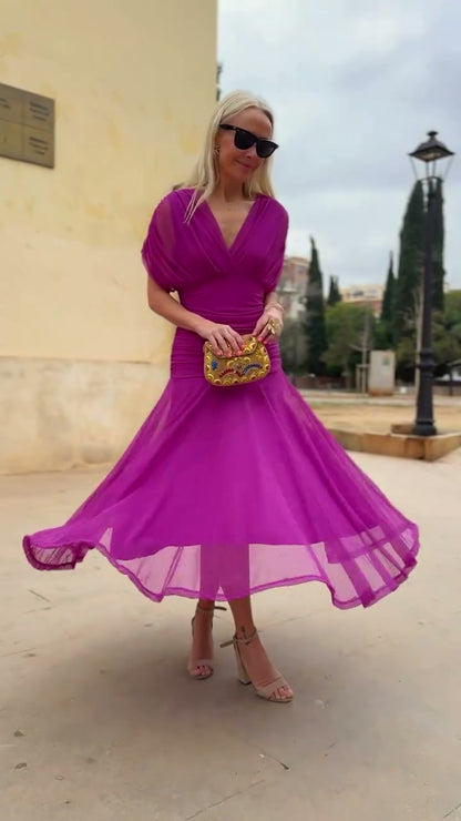 Fiona - Elegant Fuchsia Klänning