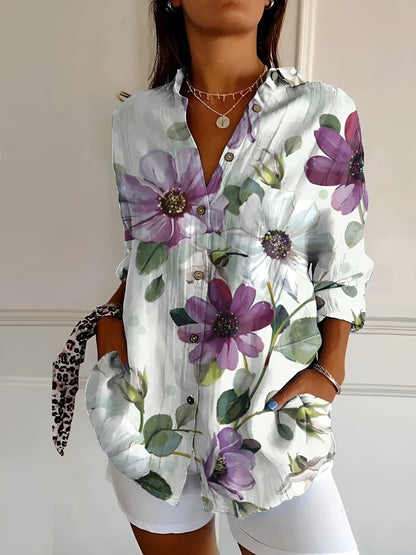 MELODIE™ – Elegant blommig skjorta med knappar