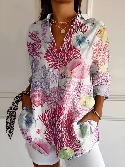 MELODIE™ – Elegant blommig skjorta med knappar